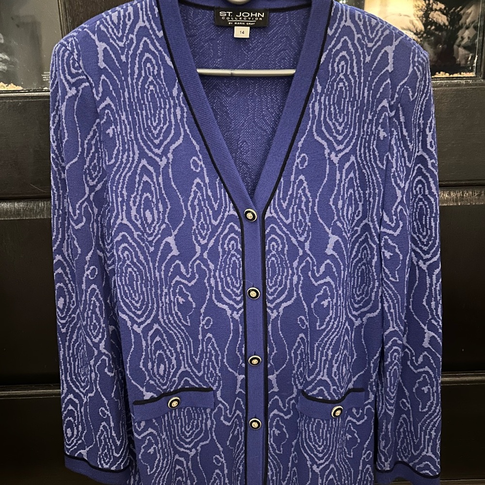 St. John Vibrant Blue Knit Cardigan